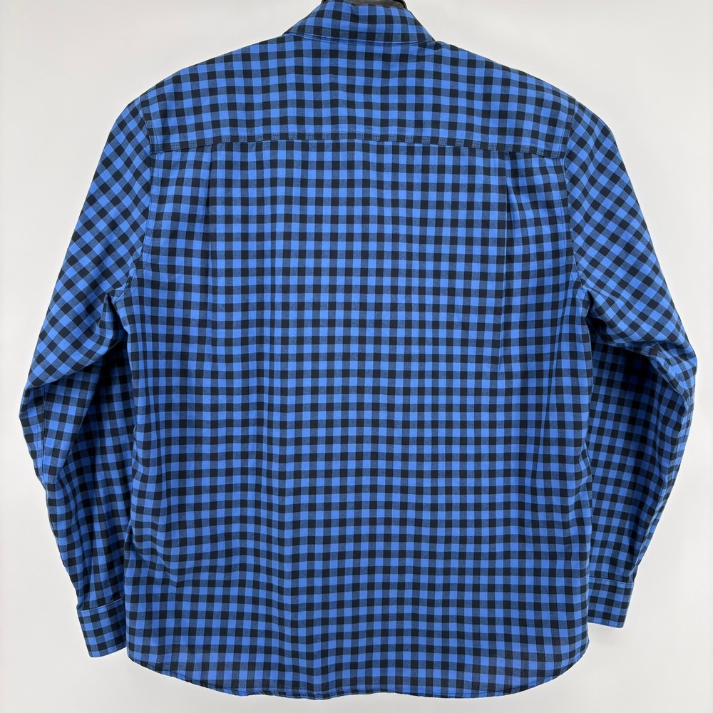 LL Bean Mens Traditional Fit Buffalo Check Flannel Shirt Blue Black Medium M-Reg - Picture 3 of 10